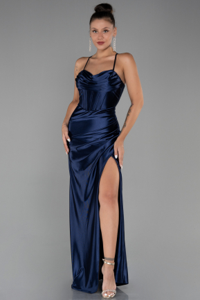 Long Navy Blue Prom Gown ABU3247