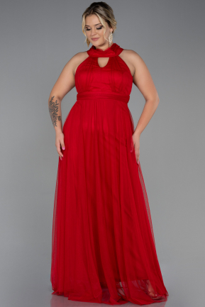 Long Red Plus Size Evening Dress ABU3253