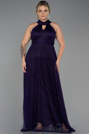 Long Dark Purple Plus Size Evening Dress ABU3253