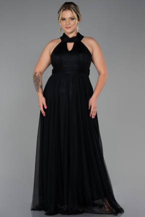 Long Black Plus Size Evening Dress ABU3253