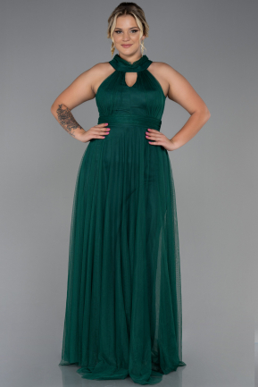 Long Emerald Green Plus Size Evening Dress ABU3253