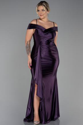 Long Dark Purple Plus Size Evening Dress ABU3255