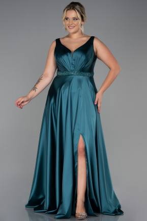Long Emerald Green Plus Size Evening Dress ABU3200