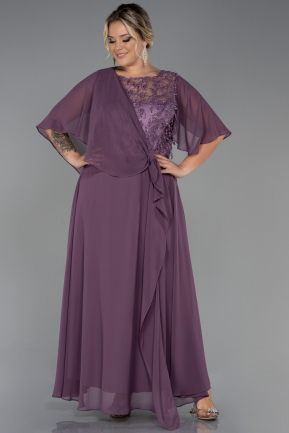 Long Lavender Chiffon Plus Size Evening Dress ABU3257