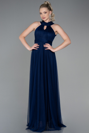 Navy Blue Long Prom Gown ABU3252