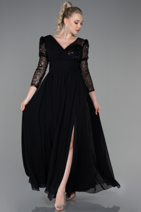 Long Black Chiffon Evening Dress ABU3262