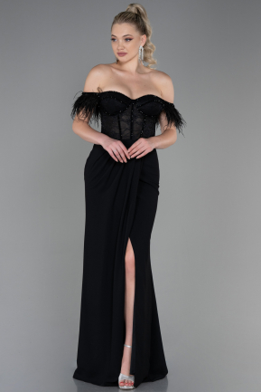 Long Black Dantelle Evening Dress ABU3263