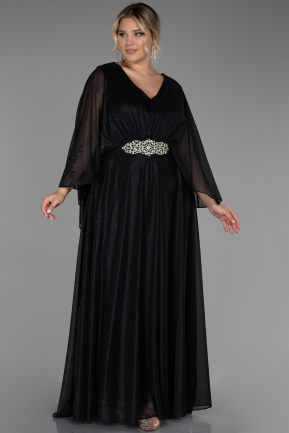 Long Black Plus Size Evening Dress ABU3278