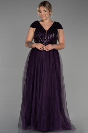 Long Purple Plus Size Evening Dress ABU3281
