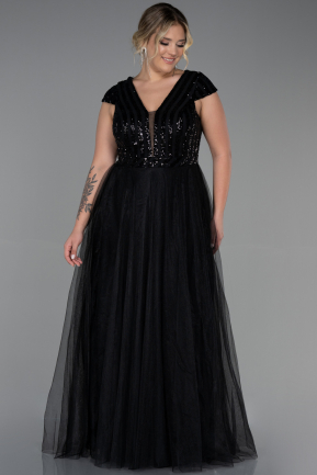 Long Black Plus Size Evening Dress ABU3281