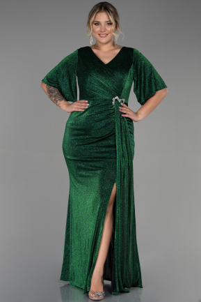 Long Emerald Green Plus Size Evening Dress ABU3282