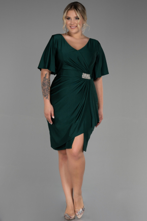 Short Emerald Green Plus Size Evening Dress ABK1824