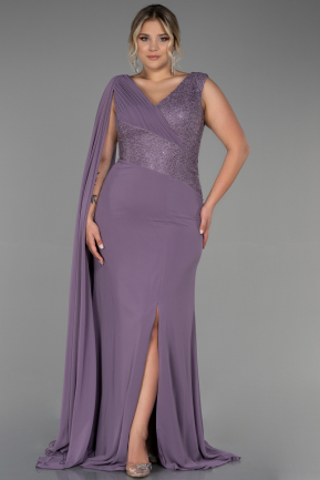 Long Lavender Chiffon Plus Size Evening Dress ABU3288
