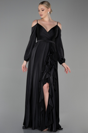 Long Black Satin Evening Dress ABU2339
