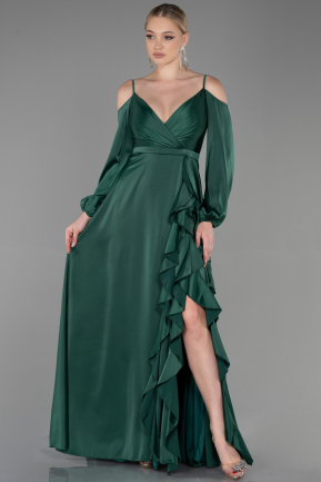 Long Emerald Green Satin Evening Dress ABU2339