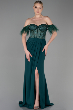 Long Emerald Green Dantelle Evening Dress ABU3263