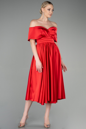 Midi Red Satin Night Dress ABK1846