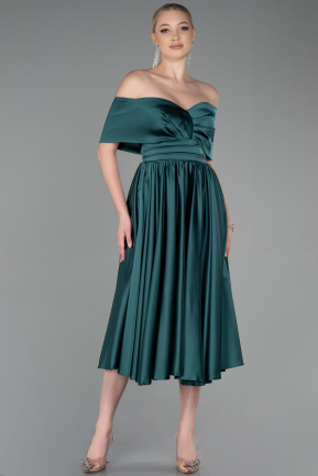 Midi Emerald Green Satin Night Dress ABK1846