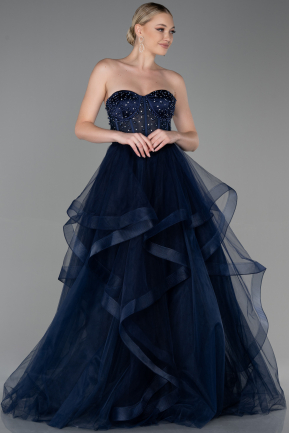 Long Navy Blue Haute Couture ABU3315