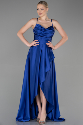 Sax Blue Long Satin Prom Gown ABU3242