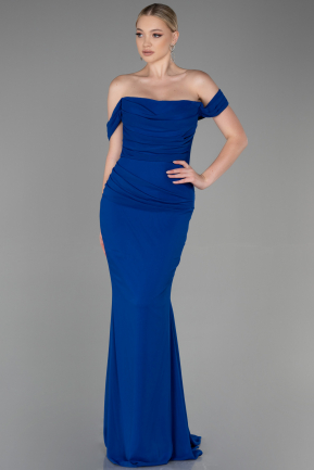 Sax Blue Long Chiffon Prom Gown ABU3211