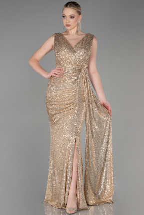 Gold Long Scaly Evening Dress ABU3201