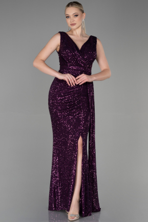 Dark Purple Long Scaly Evening Dress ABU3201