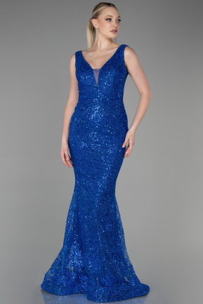 Sax Blue Long Mermaid Prom Dress ABU3178