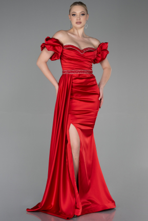 Long Red Satin Evening Dress ABU3331