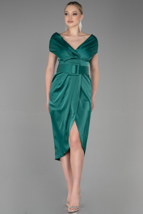 Green Short Satin Invitation Dress ABK1107