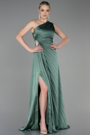 Olive Drab Long Satin Prom Gown ABU3159