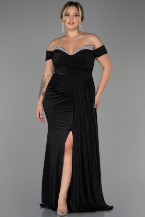 Long Black Plus Size Evening Dress ABU3339
