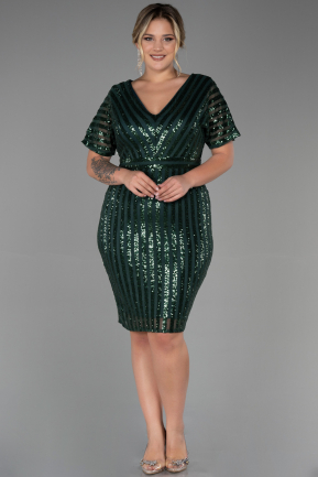 Emerald Green Short Plus Size Evening Dress ABK686