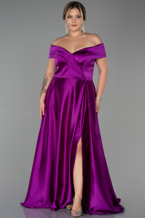 Violet Long Satin Plus Size Evening Dress ABU2355