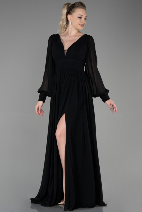 Black Long Chiffon Evening Dress ABU1702