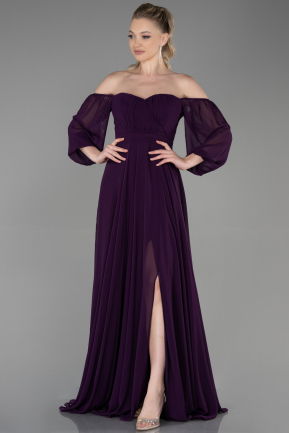 Purple Long Chiffon Prom Gown ABU2457