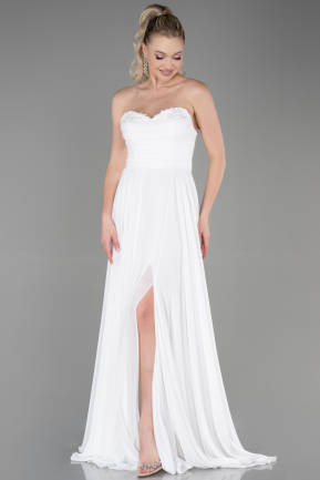 Long White Chiffon Evening Dress ABU3343