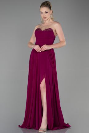 Long Plum Chiffon Evening Dress ABU3343