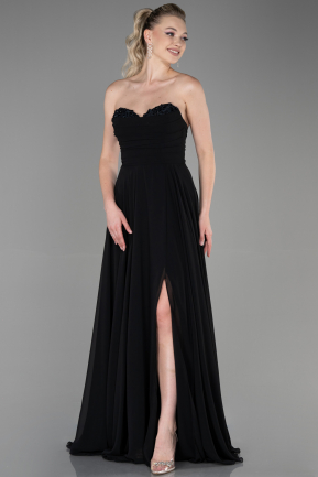 Long Black Chiffon Evening Dress ABU3343