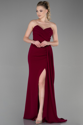 Long Cherry Colored Prom Gown ABU3344