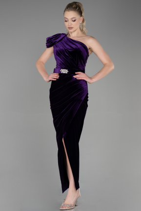 Long Purple Velvet Evening Dress ABU3350
