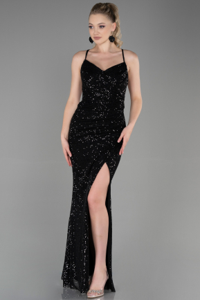 Long Black Scaly Prom Gown ABU3346