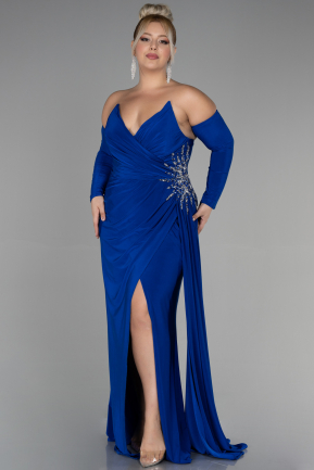 Long Sax Blue Plus Size Evening Dress ABU3352