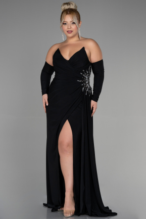 Long Black Plus Size Evening Dress ABU3352