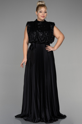 Long Black Plus Size Evening Dress ABU3341