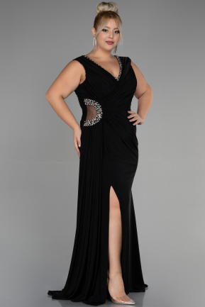 Long Black Plus Size Evening Dress ABU3372