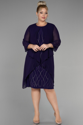 Purple Short Chiffon Plus Size Evening Dress ABK1290