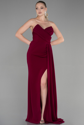 Long Cherry Colored Prom Gown ABU3344