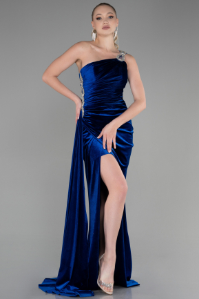 Long Sax Blue Velvet Evening Dress ABU3365