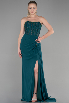 Emerald Green Long Chiffon Evening Dress ABU3333